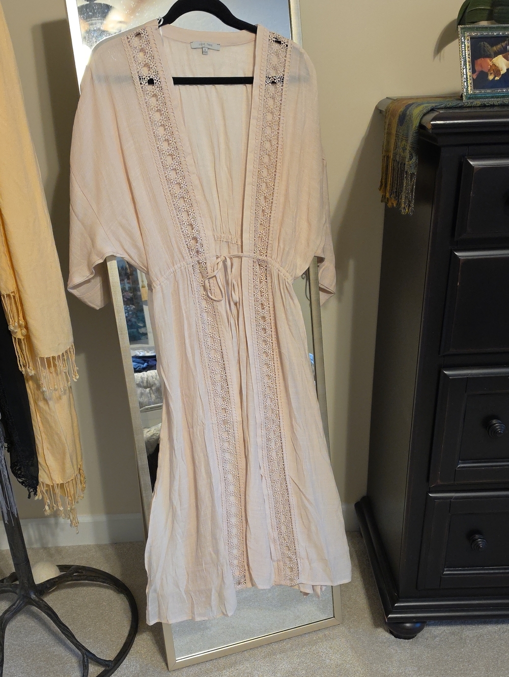 Love Tree Soft Blush Duster w/subtle Texture & Waist Tie Slits On Both Side SEXY